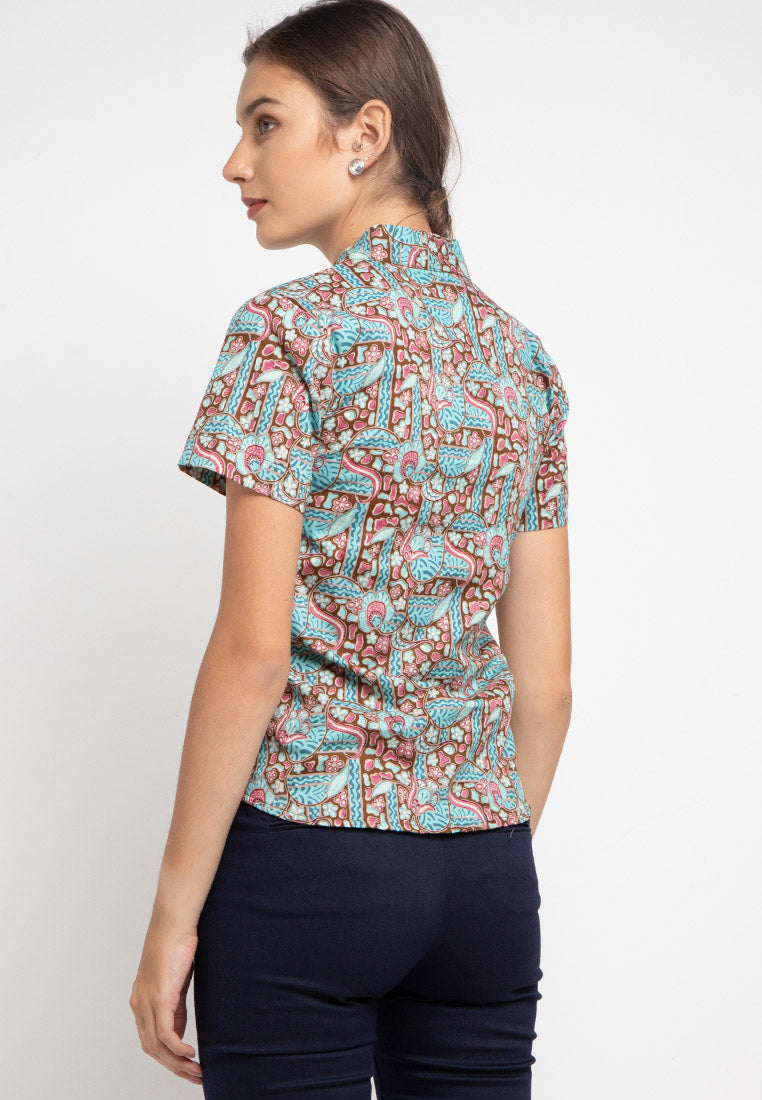 Blouse Batik Lidya Navy SH - Women & Kids