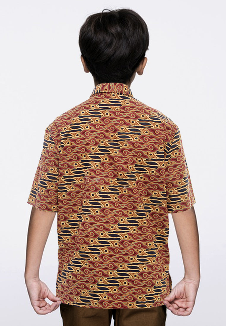 Kemeja Batik Anak Biku Maroon