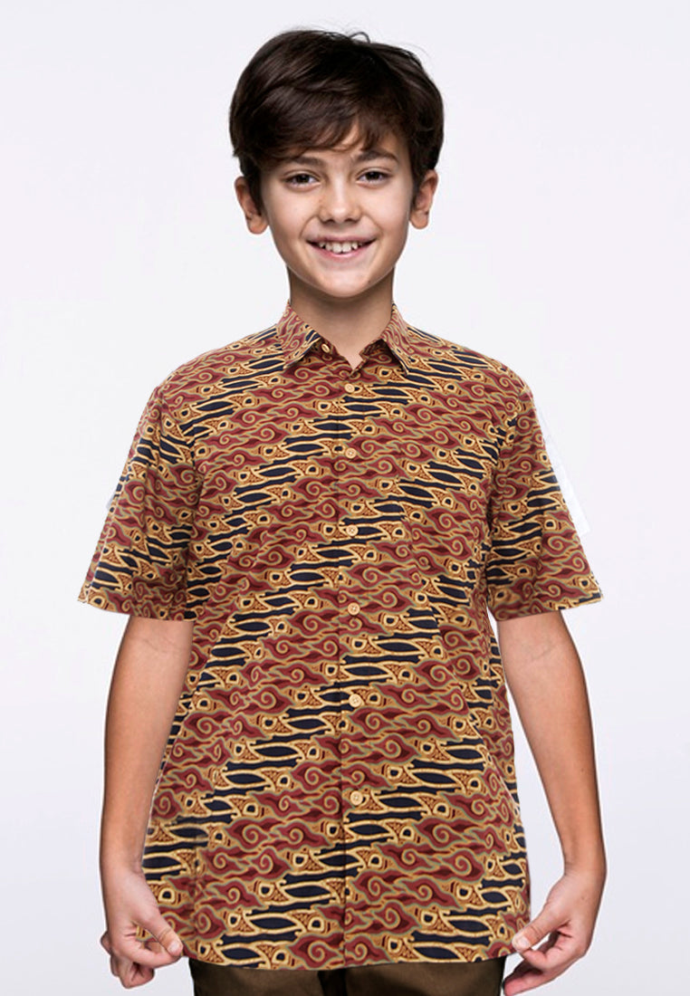 Kemeja Batik Anak Biku Maroon