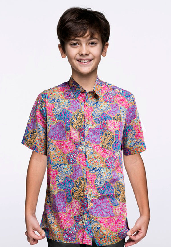 Kemeja Batik Anak Sekar Navy