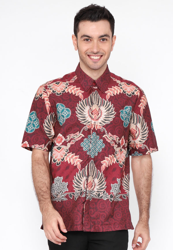 Kemeja Batik Yumika Maroon